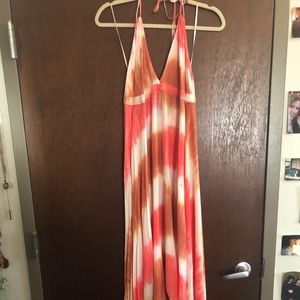 Lovestitch coral pink and white halter dress